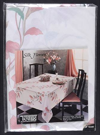Silk Flowers 70" Round Tablecloth