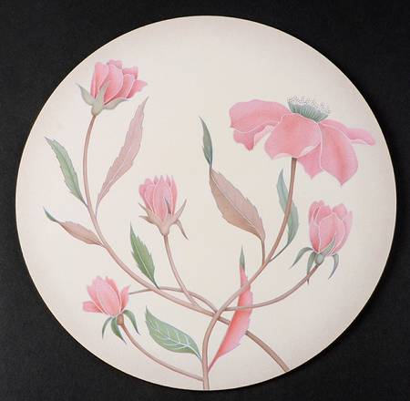 Silk Flowers Round Cork Back Trivet