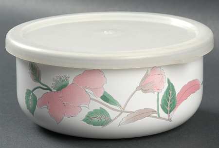 Silk Flowers 5" Metal Bowl W/Plastic Lid