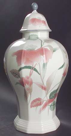 Silk Flowers Large Covered Vase