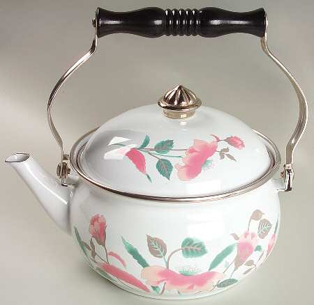 Silk Flowers Metal Kettle & Lid