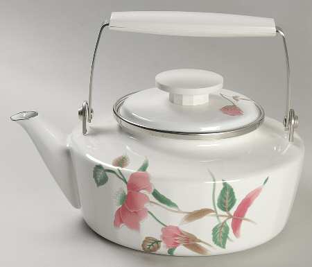 Silk Flowers Metal Kettle & Lid