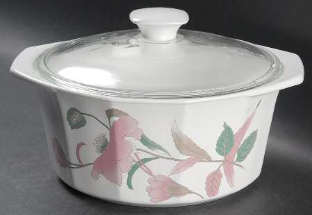 Silk Flowers 2 Qt Round Covered Casserole