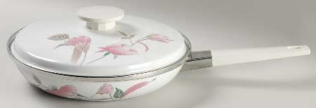 Silk Flowers 10" Metal Skillet & Lid