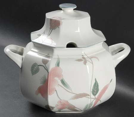 Silk Flowers Tureen &  Lid