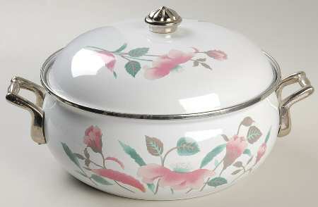 Silk Flowers 4 Quart Metal Covered Casserole
