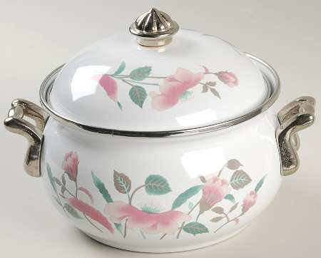 Silk Flowers 2 Quart Metal Covered Casserole