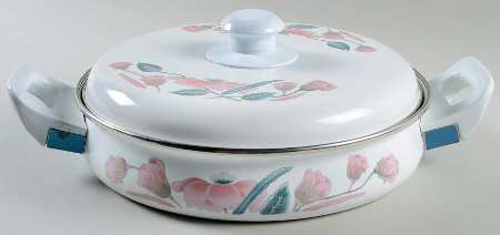 Silk Flowers 2 Quart Metal Covered Casserole