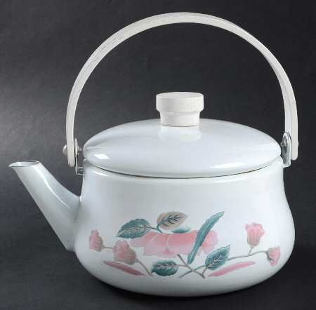 Silk Flowers Metal Kettle & Lid