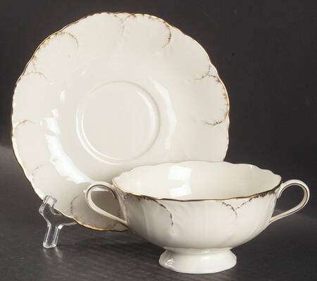 Simply Gold Footed Cream Soup Bowl & Saucer Set