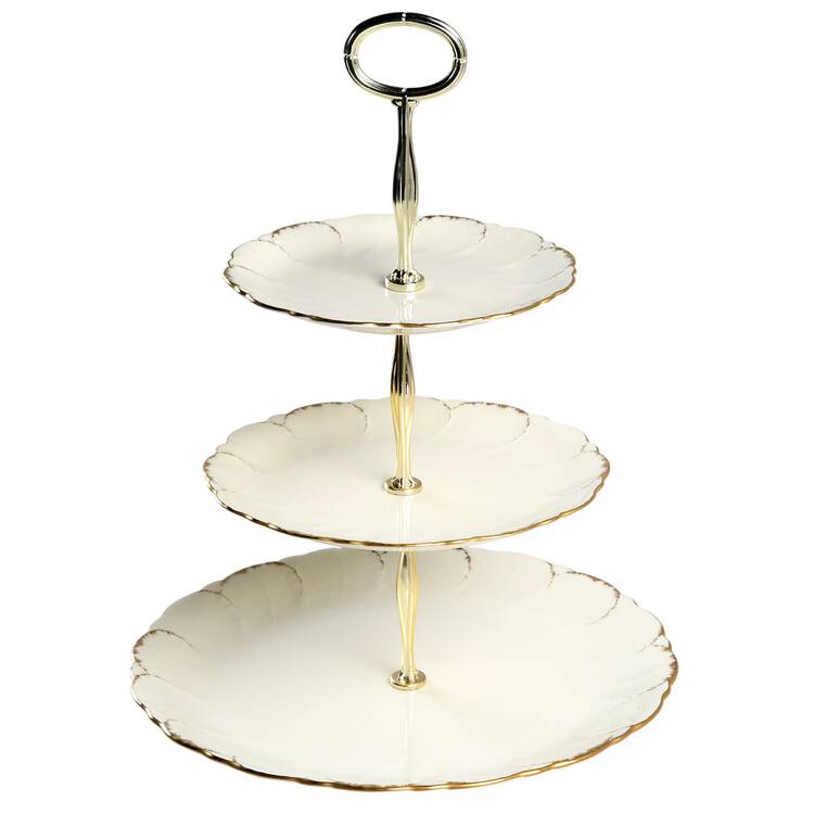 Simply Gold 13 7/8"-14 1/4" 3-Tiered Serving Tray(DP,SP,BB) HC