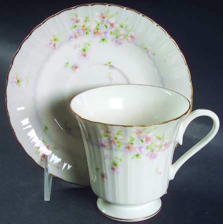 Silver Shadow Footed Cup & Saucer Set by Mikasa