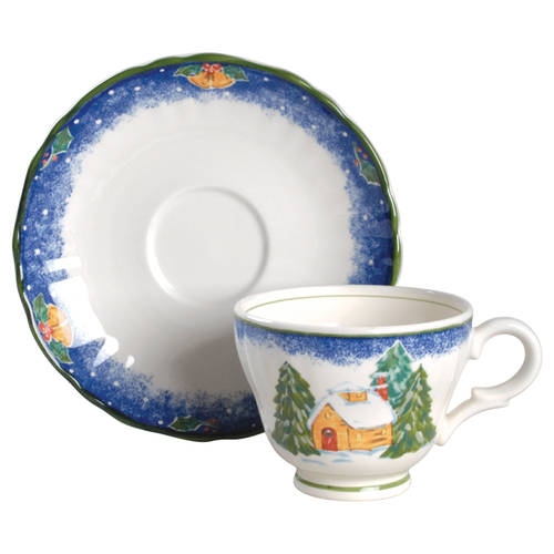 Sleigh Bells Footed Cup & Saucer Set