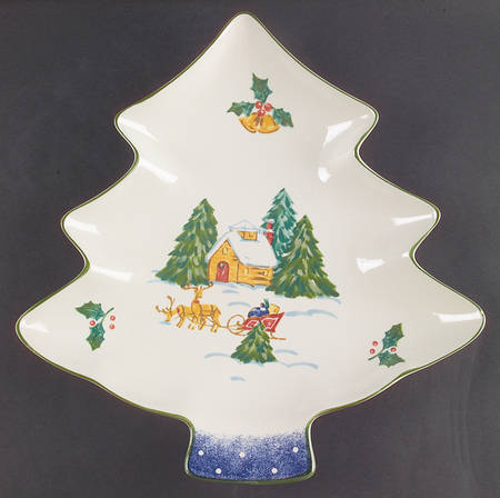 Sleigh Bells Large Tree Shaped Dish