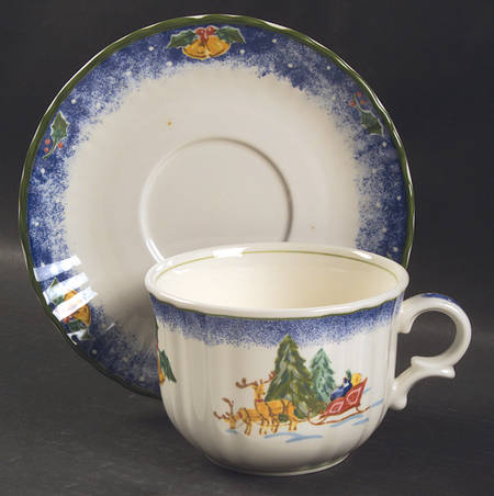 Sleigh Bells Jumbo Cup & Saucer Set