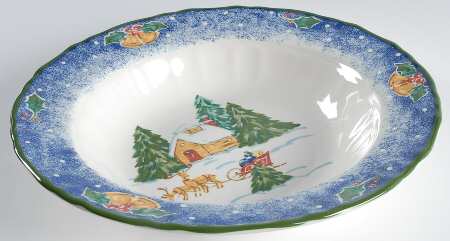 Sleigh Bells 10" Round Vegetable Bowl