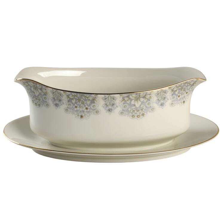 Snow Garden Gravy Boat with Attached Underplate