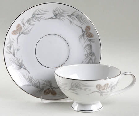 Snow Pine Footed Cup & Saucer Set
