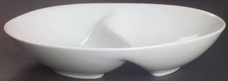 Sophisticate White 10" Oval Divided Vegetable Bowl