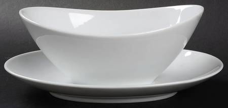 Sophisticate White Gravy Boat with Attached Underplate