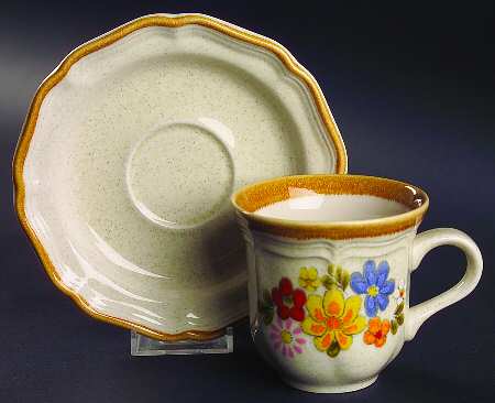 Spring Bouquet Flat Cup & Saucer Set