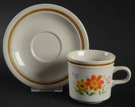 Spring Floral Flat Cup & Saucer Set