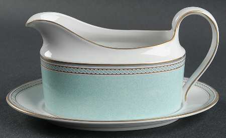 Spindle Green Gravy Boat & Underplate