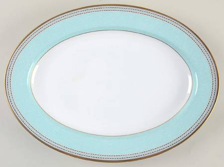 Spindle Green 14" Oval Serving Platter