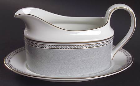 Spindle Gray Gravy Boat & Underplate