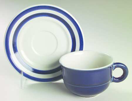 Square Dance Blue Flat Cup & Saucer Set