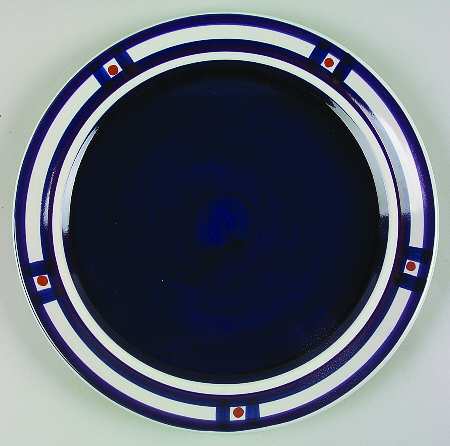 Square Dance Blue 12" Chop Plate (Round Platter) by Mikasa