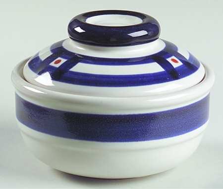 Square Dance Blue Sugar Bowl & Lid