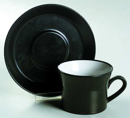 Studio Black Flat Cup & Saucer Set