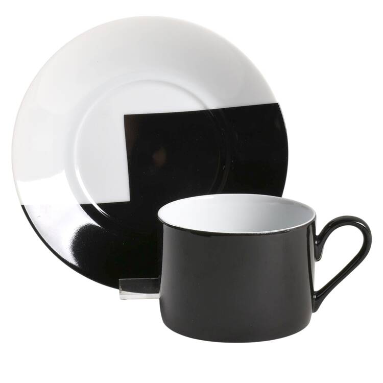 Step Black White Flat Cup & Saucer Set by Mikasa