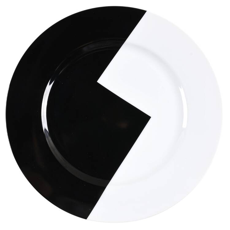 Step Black White 12" Chop Plate (Round Platter)