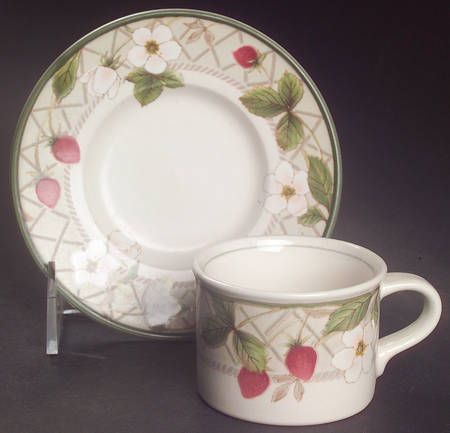 Strawberry Fair Flat Demitasse Cup & Saucer Set