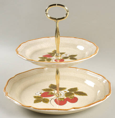 Strawberry Festival 6 5/8"-10"  2 Tiered Serving Tray (Dp, Sp) HC