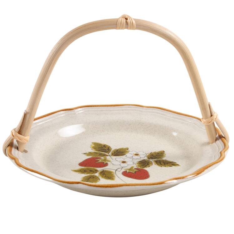 Strawberry Festival 5 3/8"-5 5/8" Bamboo Handled Serving Plate  HC