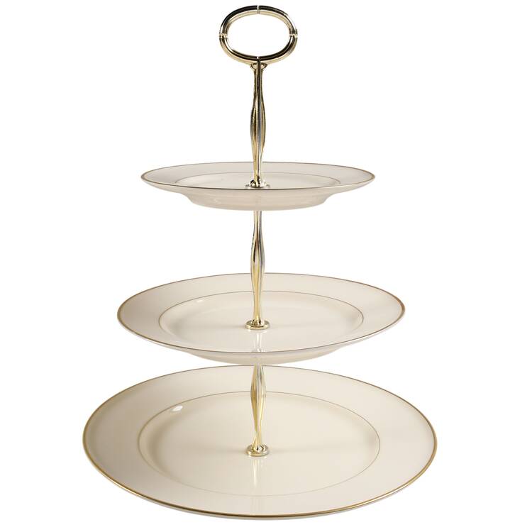 Stanton Gold 13 7/8"-14 1/4" 3-Tiered Serving Tray(DP,SP,BB) HC