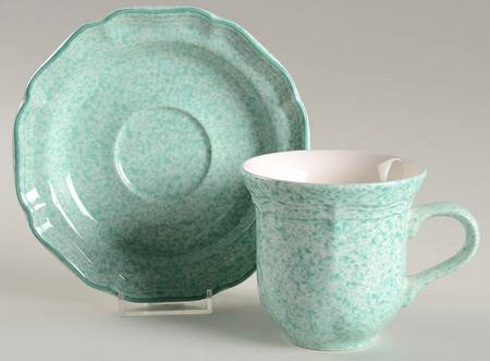 Stone Works Green Flat Cup & Saucer Set
