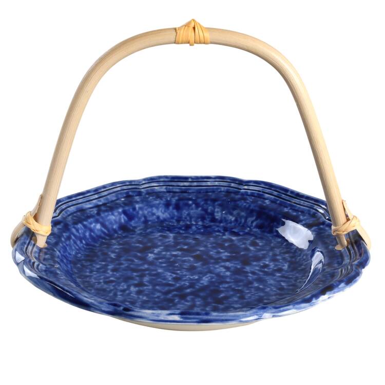 Sundown Blue 5 3/8"-5 5/8" Bamboo Handled Serving Plate  HC
