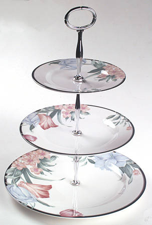 Tapestry Garden 13 7/8"-14 1/4" 3-Tiered Serving Tray(DP,SP,BB) HC