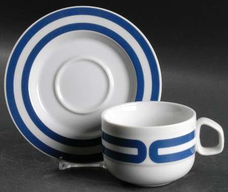 Tangent Blue Flat Cup & Saucer Set