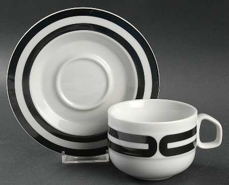 Tangent Black Flat Cup & Saucer Set