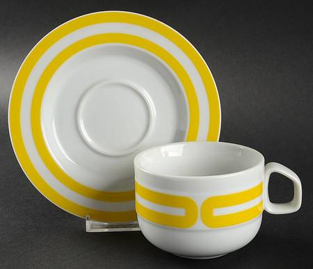 Tangent Yellow Flat Cup & Saucer Set
