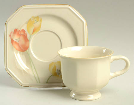 Tall Tulips Footed Cup & Saucer Set