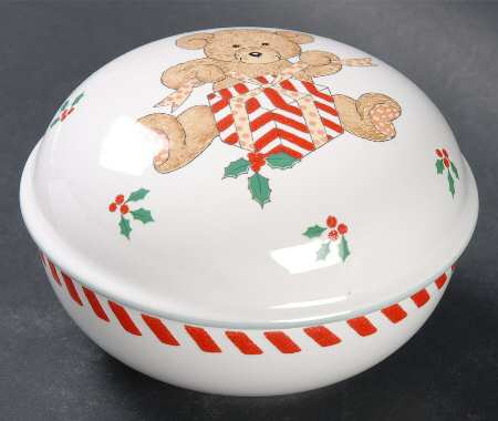 Teddy's Christmas 4" Round Box & Lid