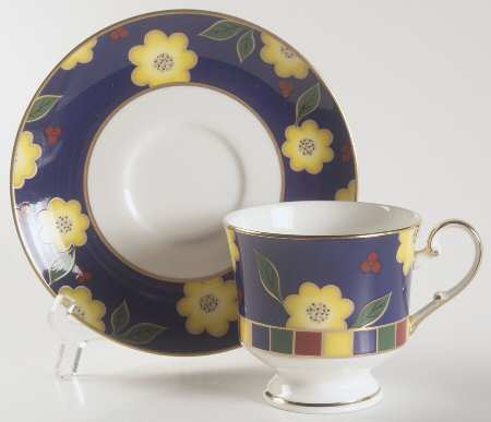 Tea Ceremony Cobalt Blue Footed Cup & Saucer Set