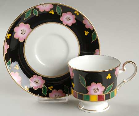 Tea Ceremony Onyx Footed Cup & Saucer Set