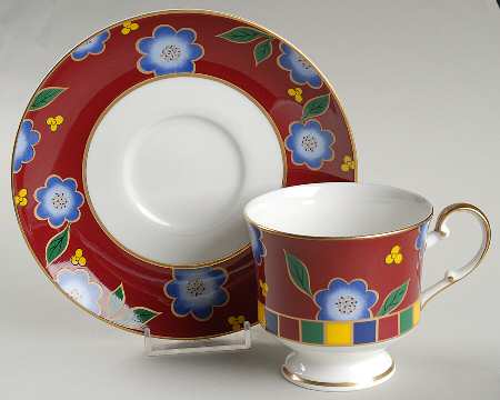 Tea Ceremony Persian Red Footed Cup & Saucer Set